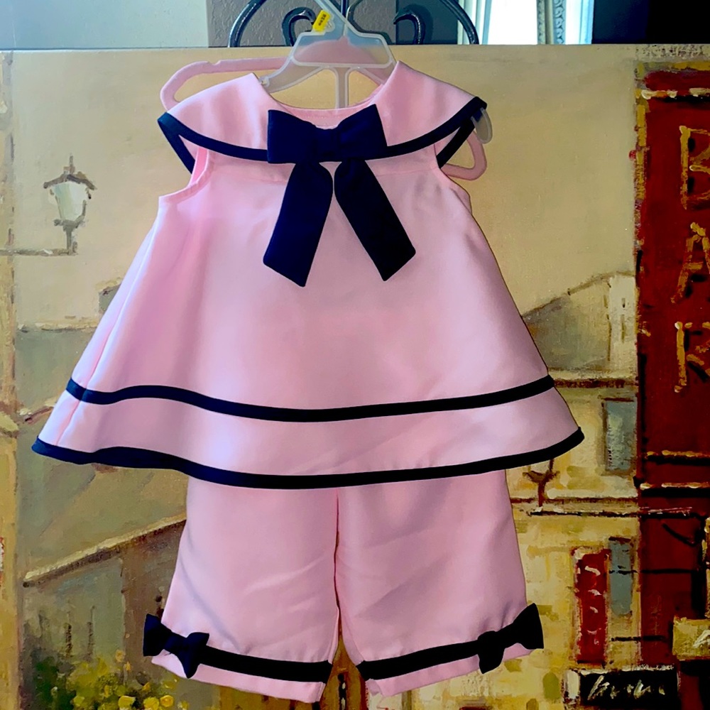 Rare editions girls  pink matching sailor suit
